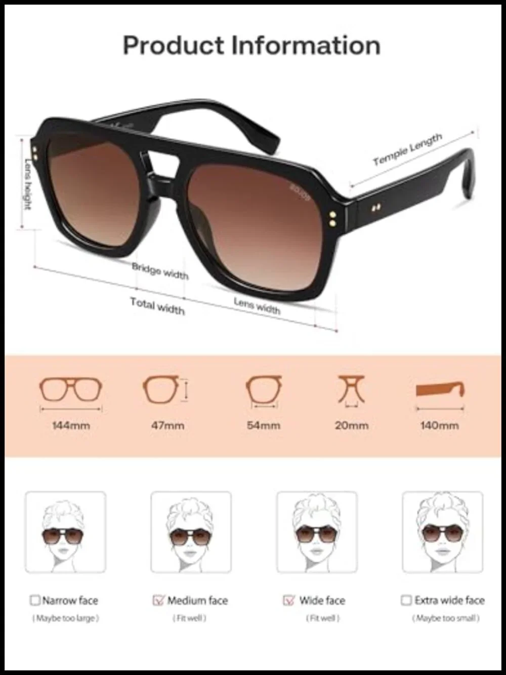 Retro Thick Polarized Aviator Sunglasses for Women Men, Large Bold Square Pilot